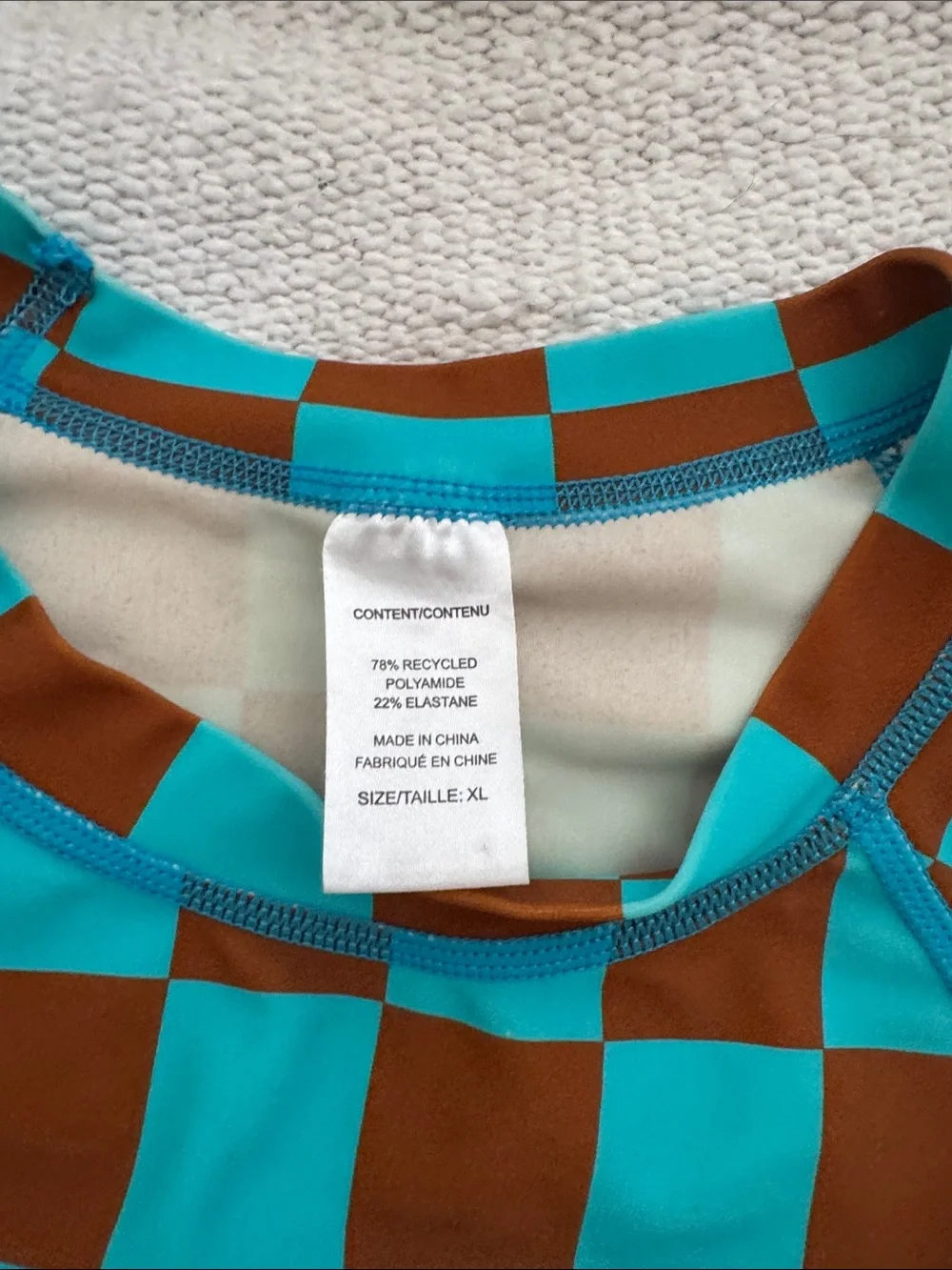 SEAESTA SURF Swim Checkered Bikini Set with Long-sleeve Rashguard
